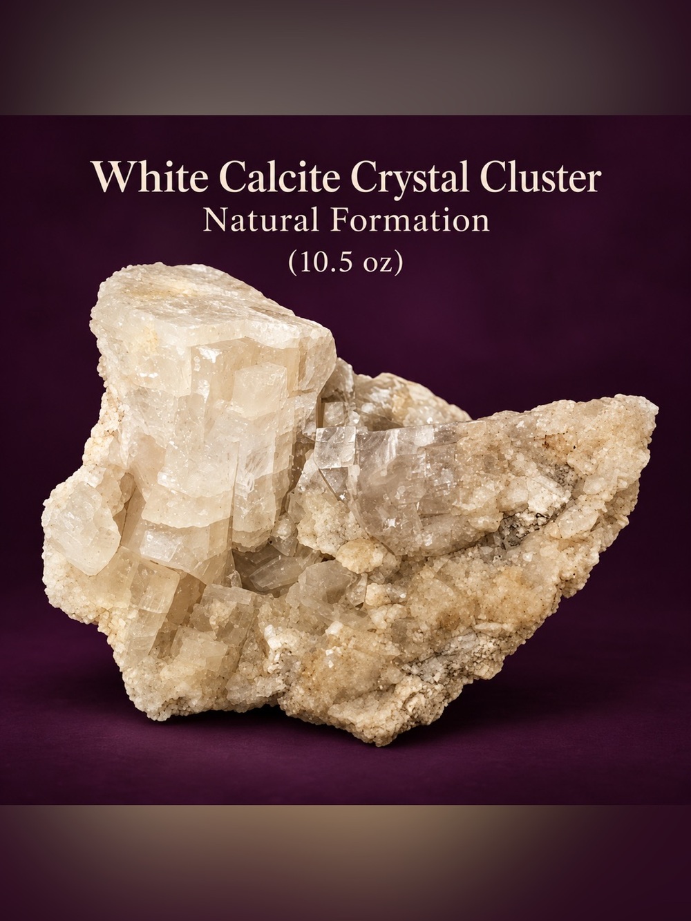 White Calcite Crystal Cluster – 10.5 oz Natural Formation